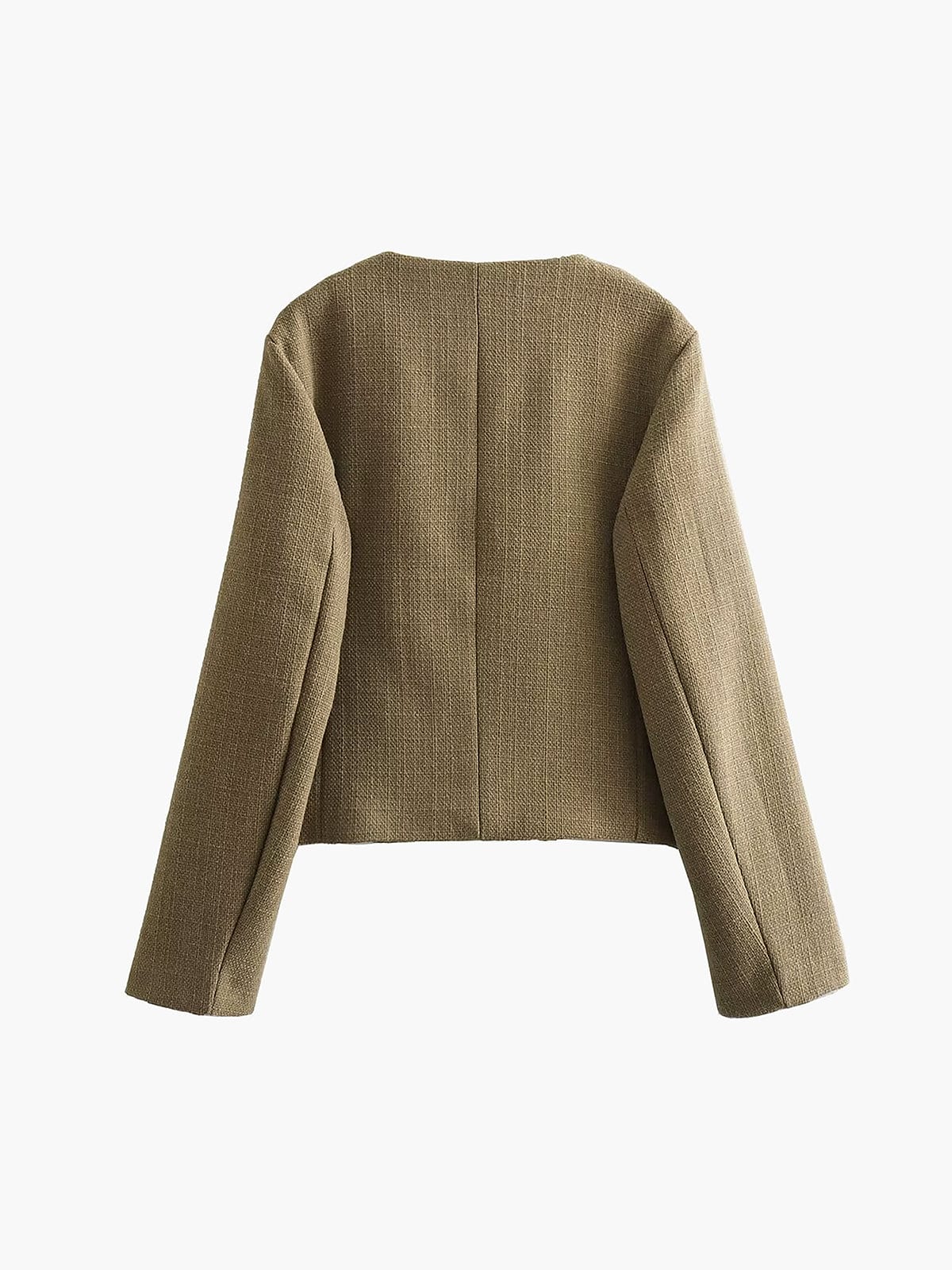 Veste courte femme tweed boutons dorés col rond chic - Miriam