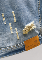 Veste jean homme coupe slim déchirée effet délavé destroy - Levon