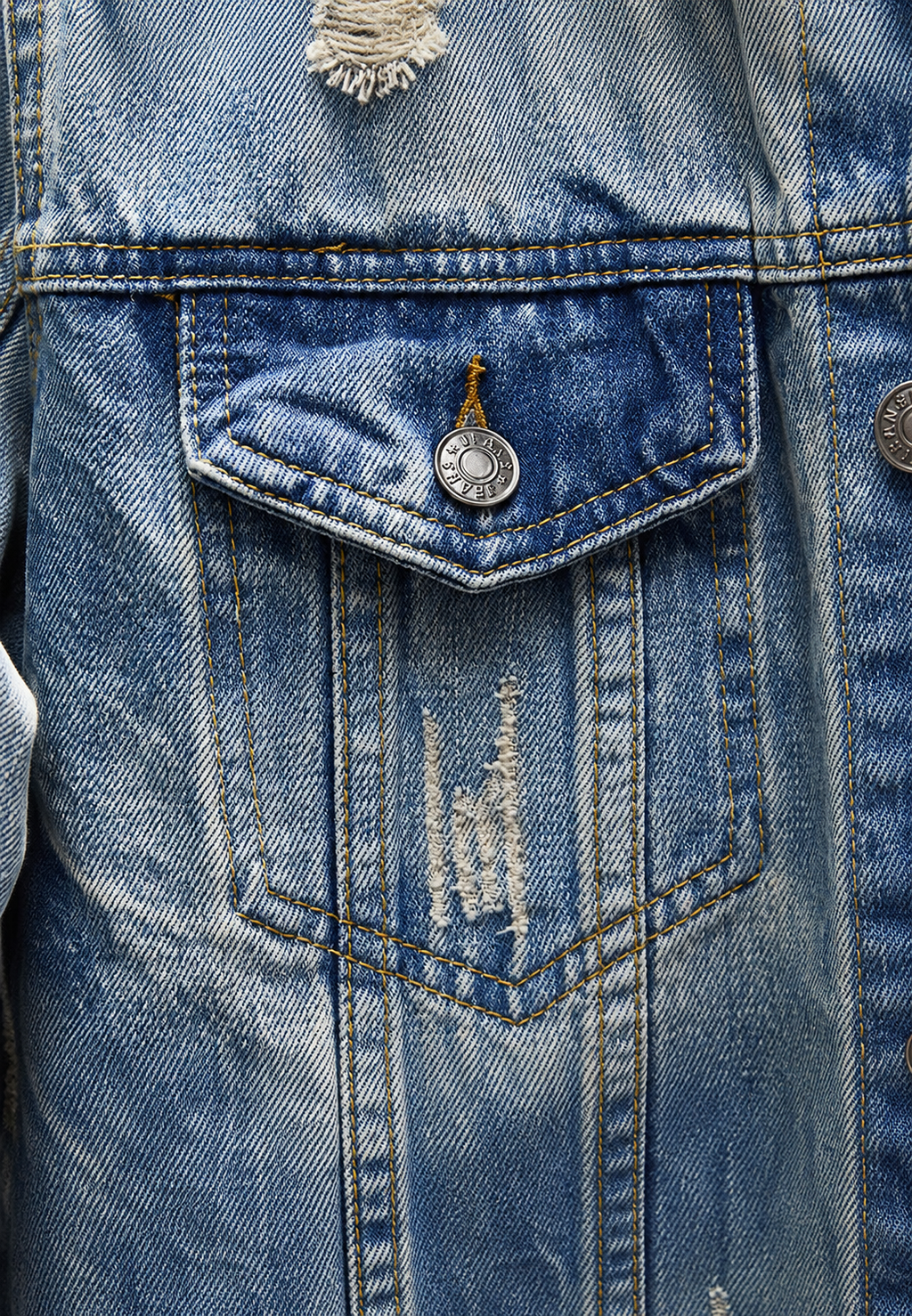 Veste jean homme coupe slim déchirée effet délavé destroy - Levon