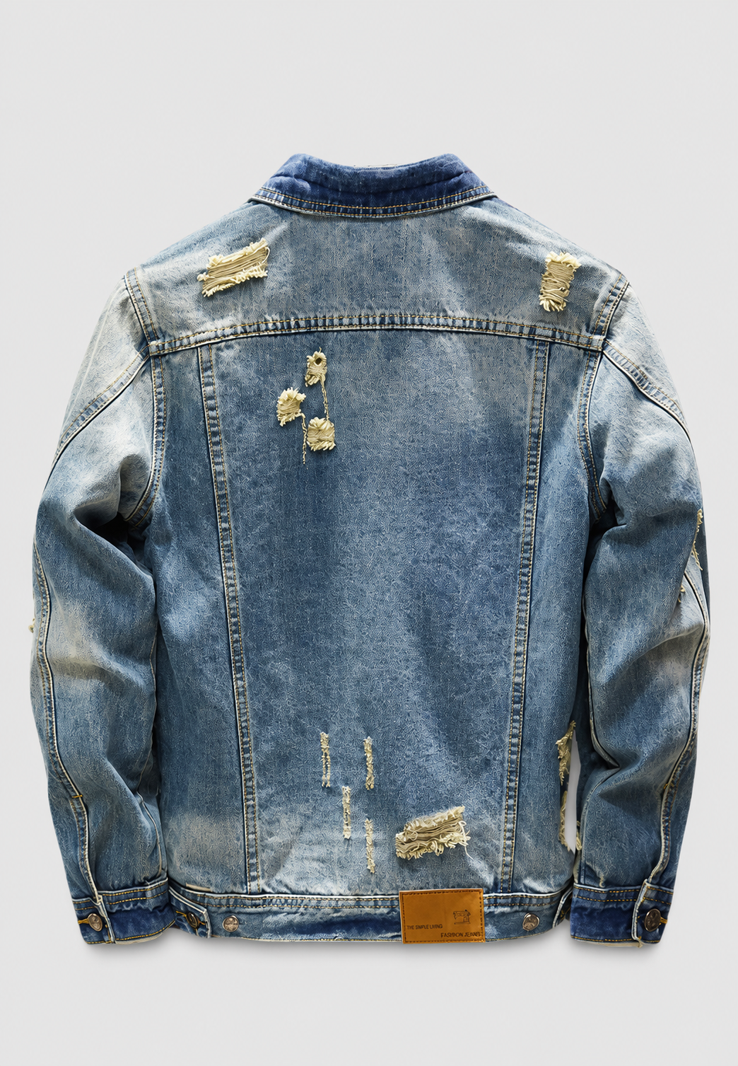 Veste jean homme coupe slim déchirée effet délavé destroy - Levon