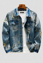 Veste jean homme coupe slim déchirée effet délavé destroy - Levon