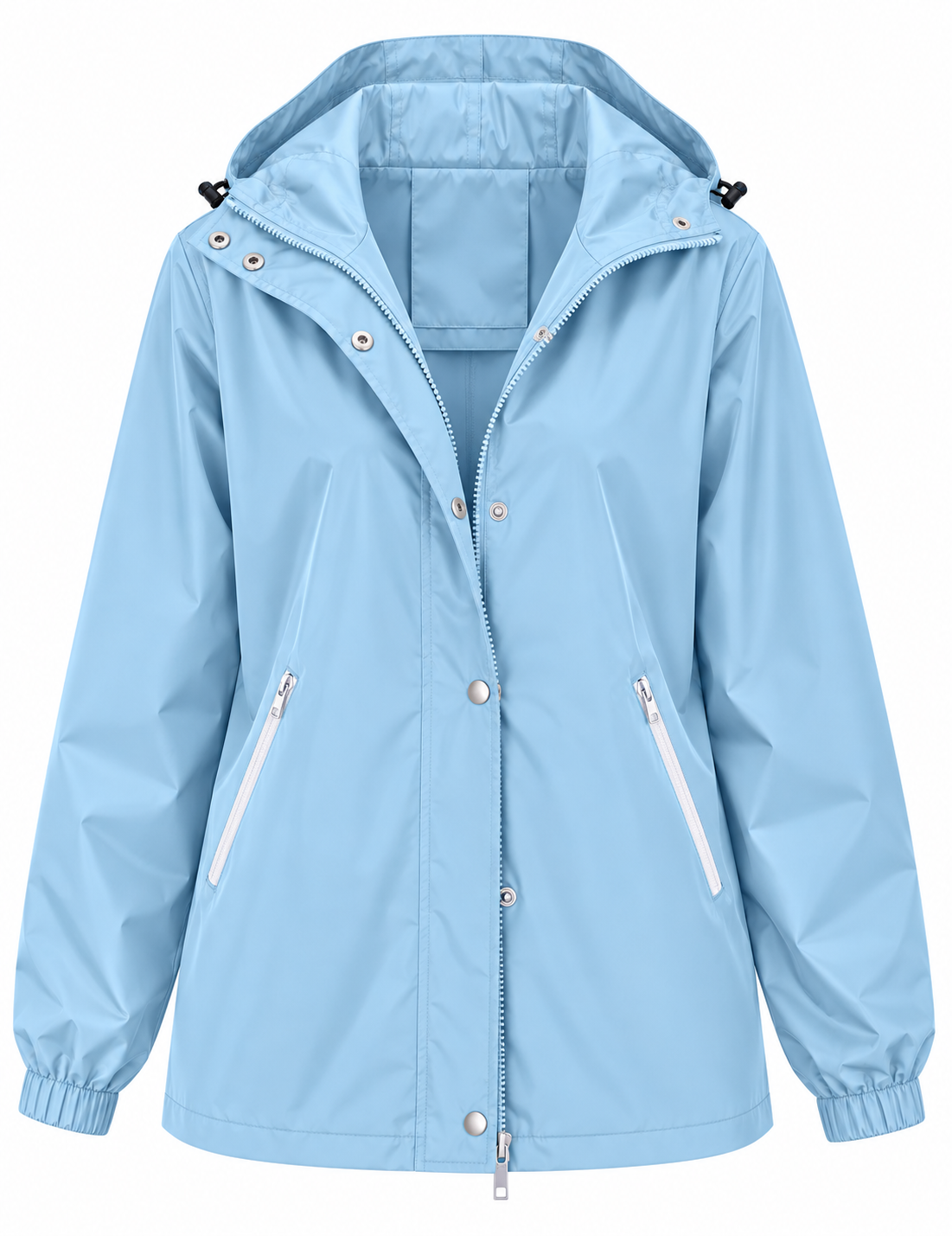 Chubasquero impermeable mujer capucha bolsillos cremallera recto lluvia ligero - Verena