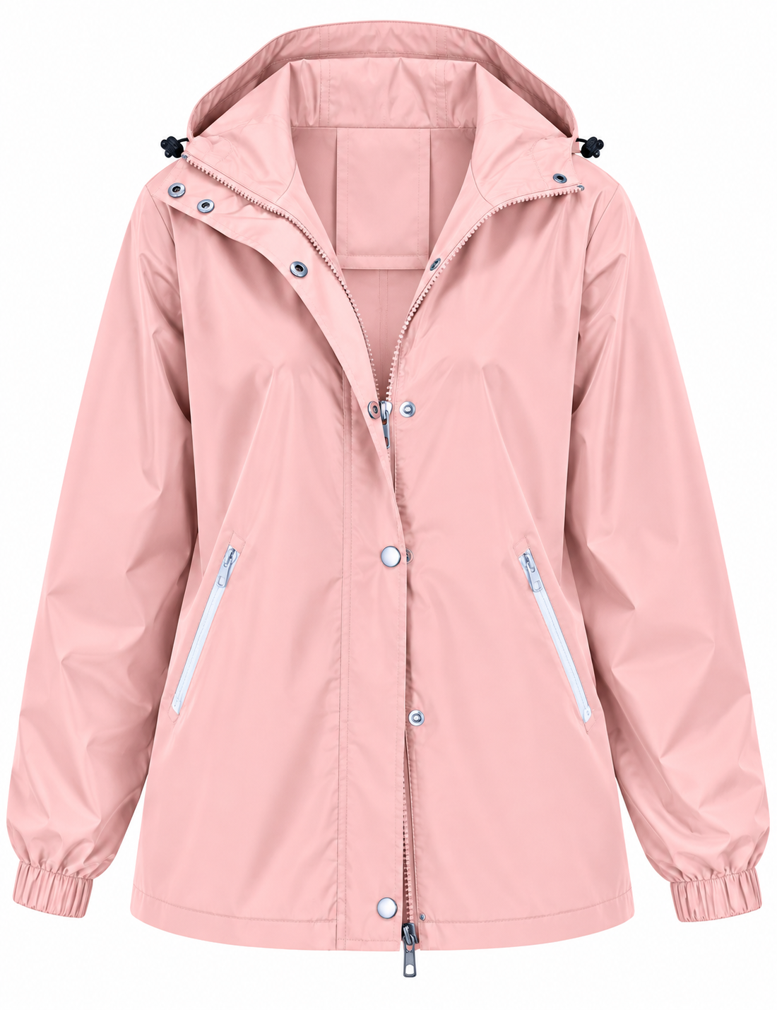 Chubasquero impermeable mujer capucha bolsillos cremallera recto lluvia ligero - Verena