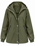 Chubasquero impermeable mujer capucha bolsillos cremallera recto lluvia ligero - Verena