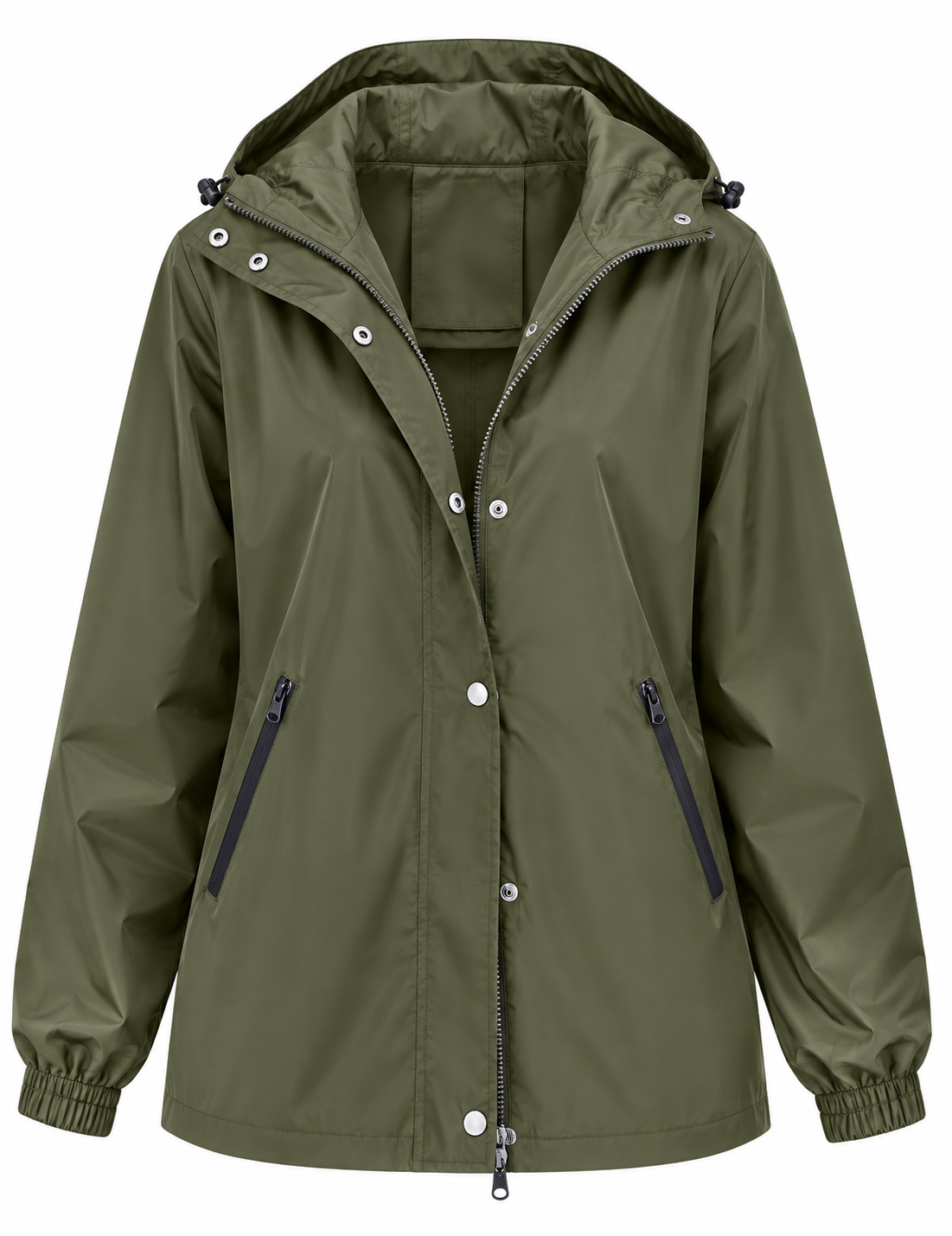 Chubasquero impermeable mujer capucha bolsillos cremallera recto lluvia ligero - Verena