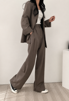 Ensemble deux pièces femme blazer pantalon droit tailleur - Athena