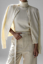 Ensemble maille femme haut col roulé sans manches cardigan court - Celia