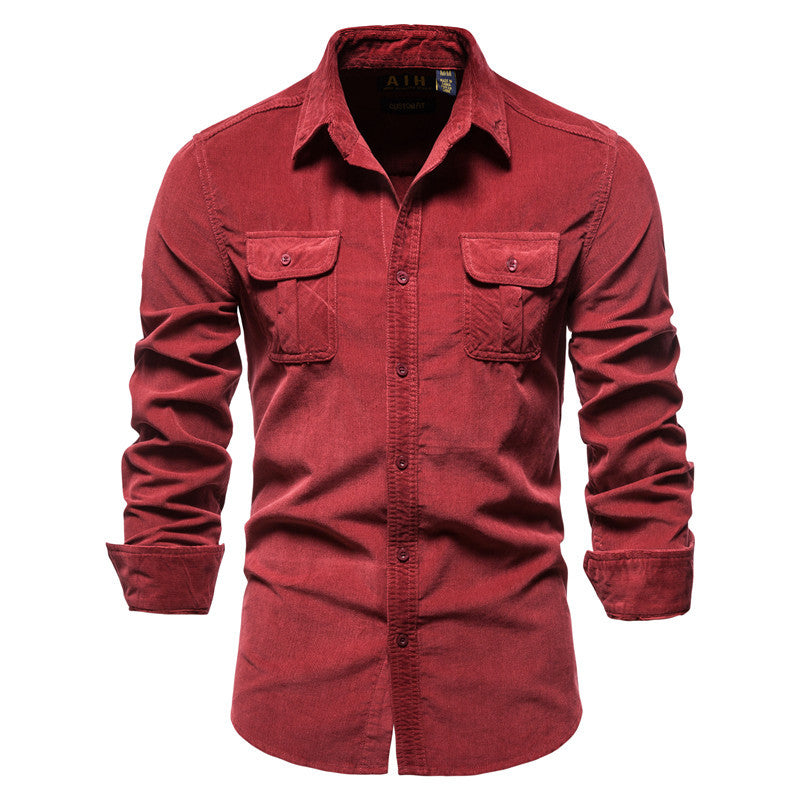 Chemise homme en velours côtelé avec poches avant - Kelven