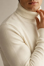 Pull homme col roulé coupe ajustée maille unie slim - Caspar