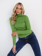 Pull femme col roulé manches longues maille douce quotidien - Inga