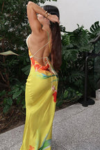 Robe longue bretelles imprimé floral - Anneliese
