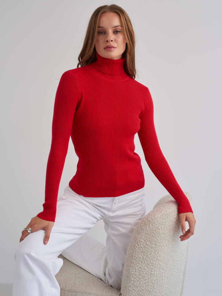 Pull femme col roulé manches longues maille douce quotidien - Inga