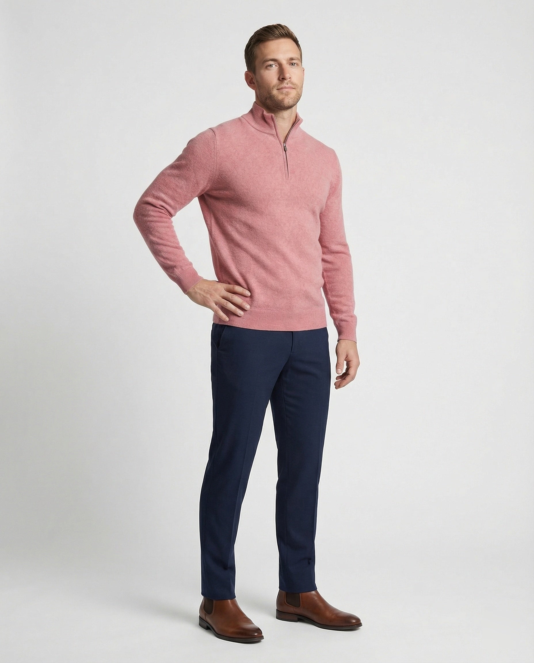 Pull en laine et polyester con demi-fermé pour homme design polyvalent et douceur au quotidien - Tiago