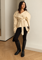 Imperméable court femme revers ceinture élégant pluie - Nerea