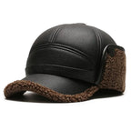 Casquette homme effet cuir oreillettes polaire chaude hiver - Mauro
