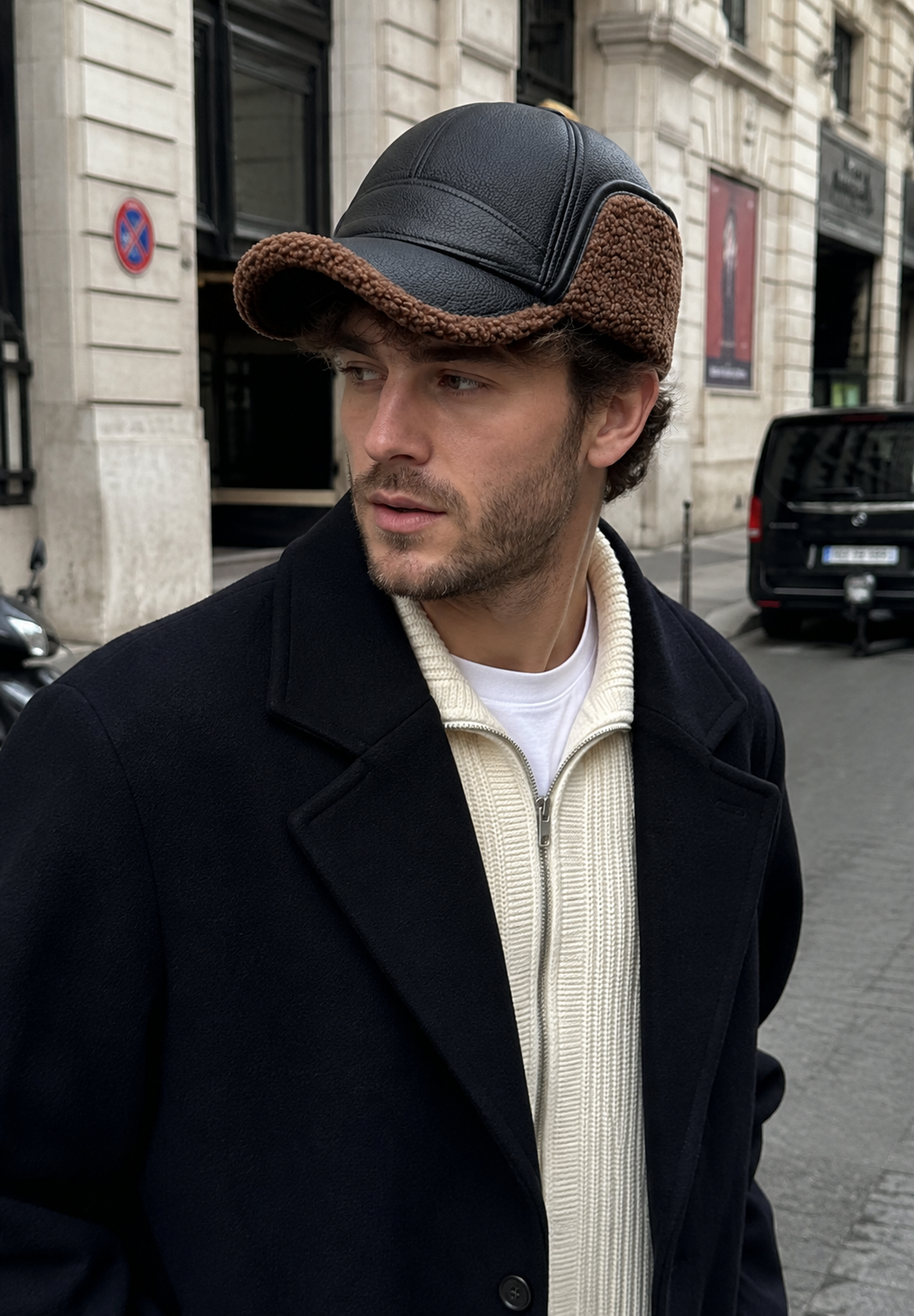 Casquette homme effet cuir oreillettes polaire chaude hiver - Mauro