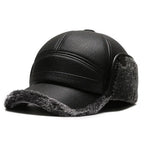 Casquette homme effet cuir oreillettes polaire chaude hiver - Mauro