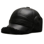Casquette homme effet cuir oreillettes polaire chaude hiver - Mauro