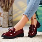 Mocassins femme cuir verni brillant semelle épaisse structurée - Victoria