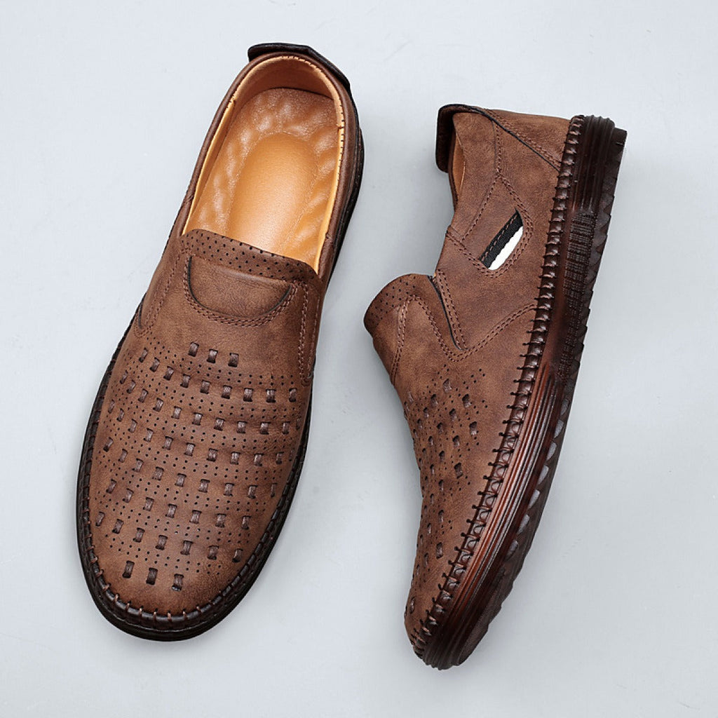 Chaussures homme à enfiler cuir perforé sans lacets - Dalton
