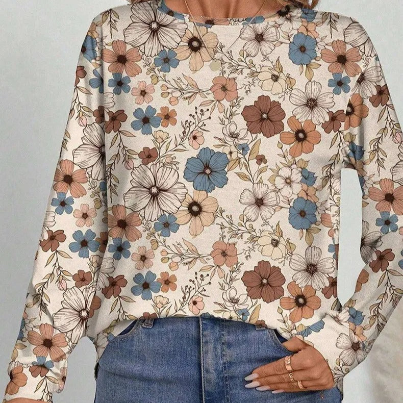 Chemisier femme manches longues imprimé floral décontracté - Lorine