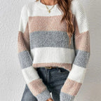 Pull femme maille épaisse rayures larges statement tricot - Maelis