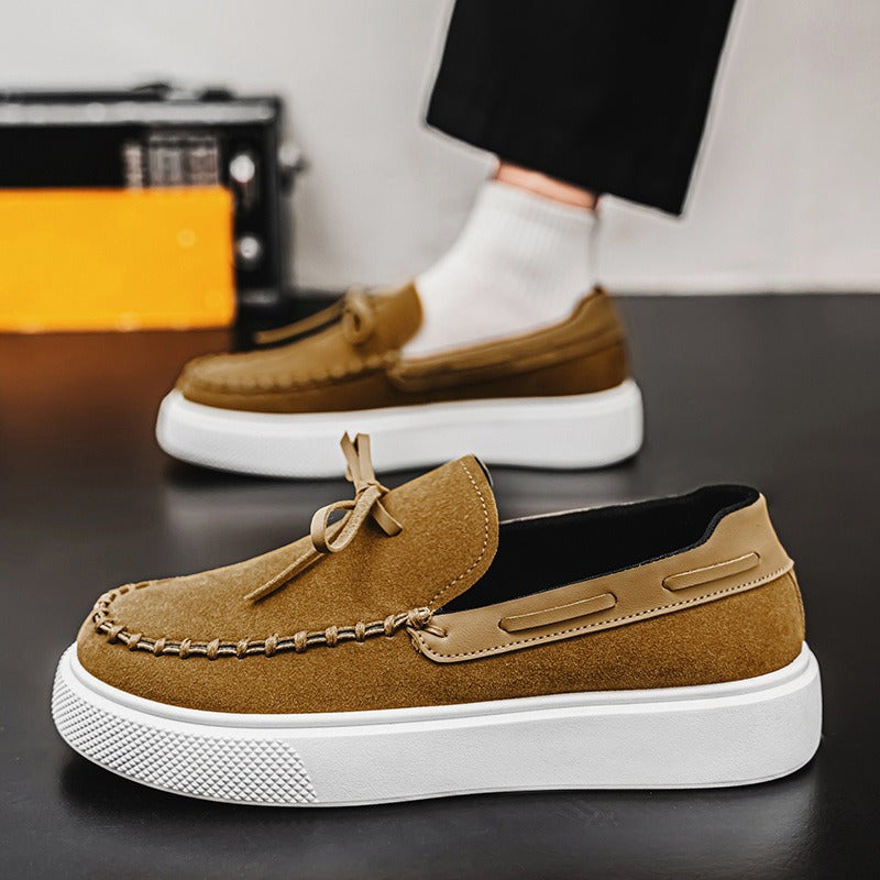 Mocassins homme daim couleur café semelle blanche épaisse - Bennett