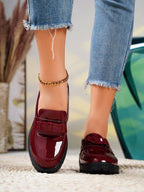 Mocassins femme cuir verni brillant semelle épaisse structurée - Victoria