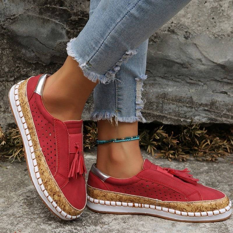Mocassins femme plats glands décoratifs semelle liège - Madison