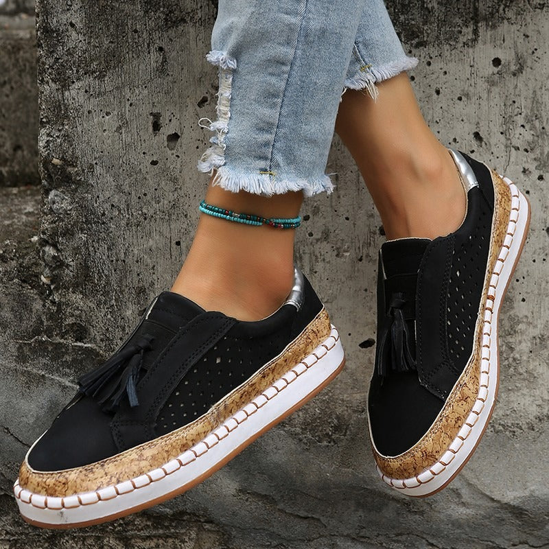 Mocassins femme plats glands décoratifs semelle liège - Madison