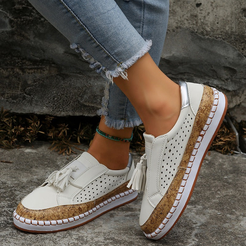 Mocassins femme plats glands décoratifs semelle liège - Madison
