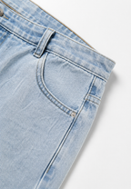 Jean femme taille basse jambe large longue denim tendance - Kerstin