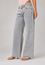 Jean femme taille basse, jambes larges et longues - Kerstin