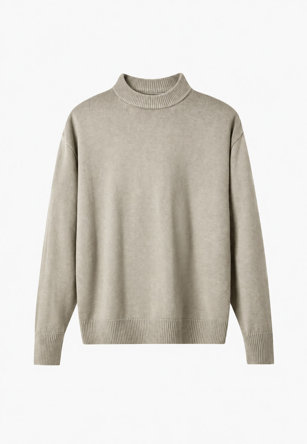 Jersey lana hombre cuello alto acabados canalé corte recto elegante otoño - Benoît