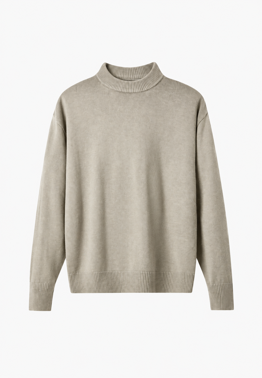 Jersey lana hombre cuello alto acabados canalé corte recto elegante otoño - Benoît