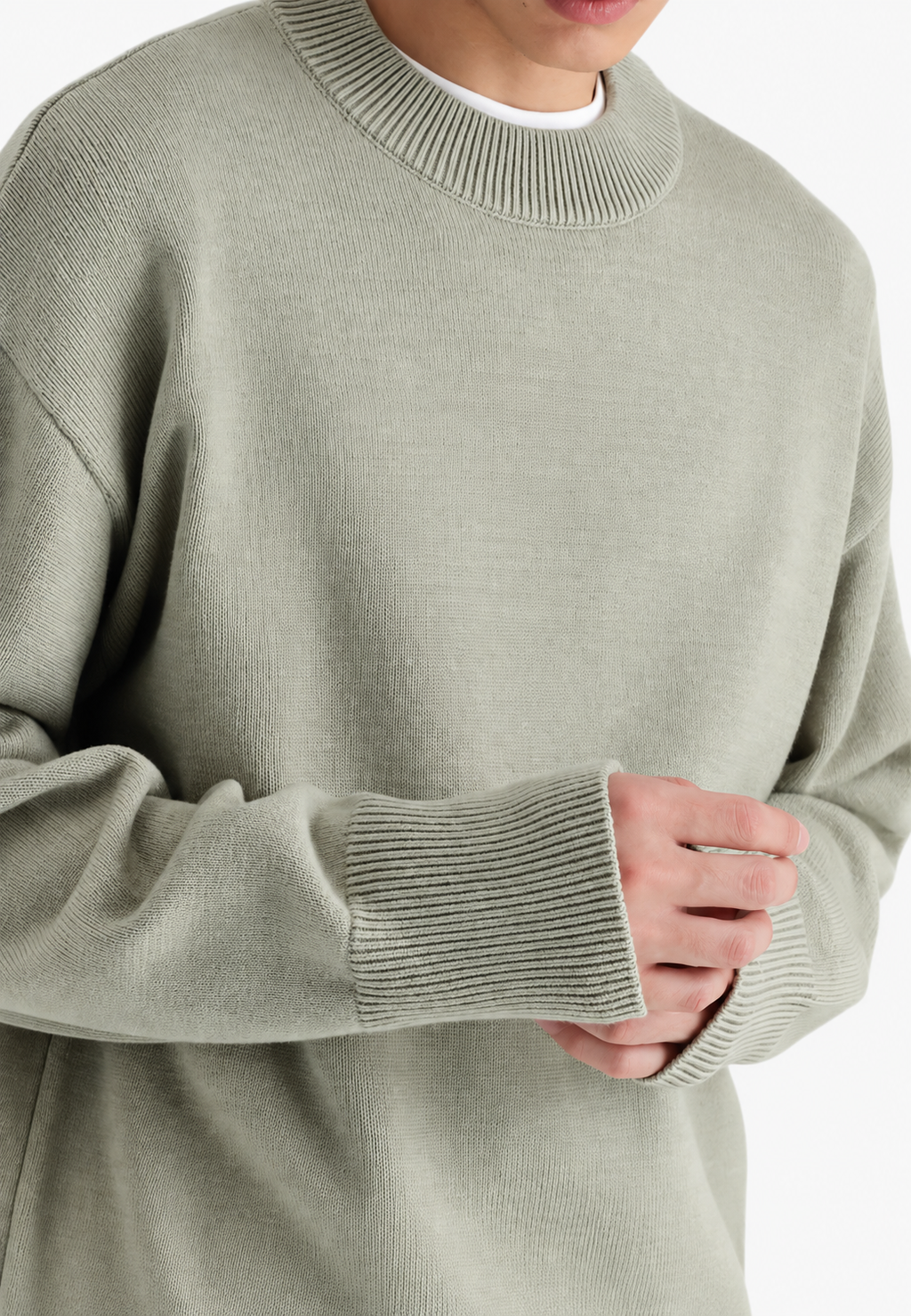 Jersey lana hombre cuello alto acabados canalé corte recto elegante otoño - Benoît