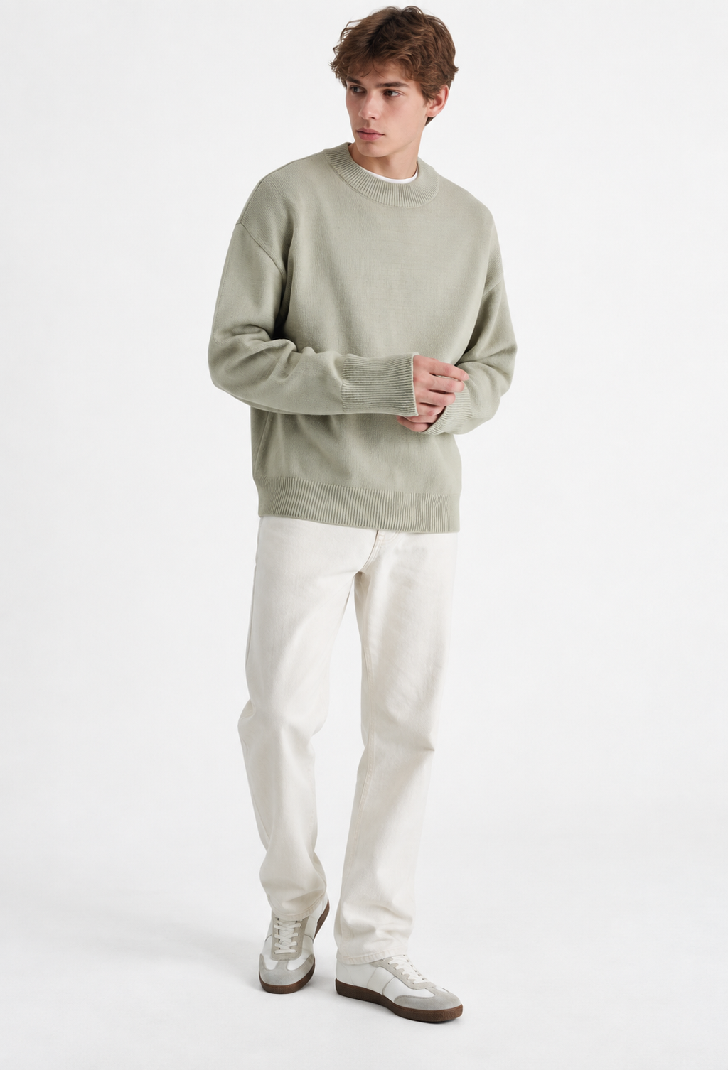 Jersey lana hombre cuello alto acabados canalé corte recto elegante otoño - Benoît