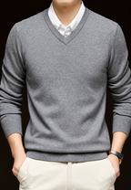 Pull maille homme col V manches longues classique uni - Orsino