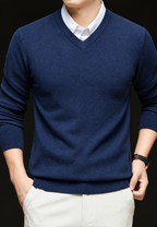 Pull maille homme col V manches longues classique uni - Orsino