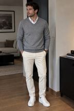 Pull maille homme col V manches longues classique uni - Orsino