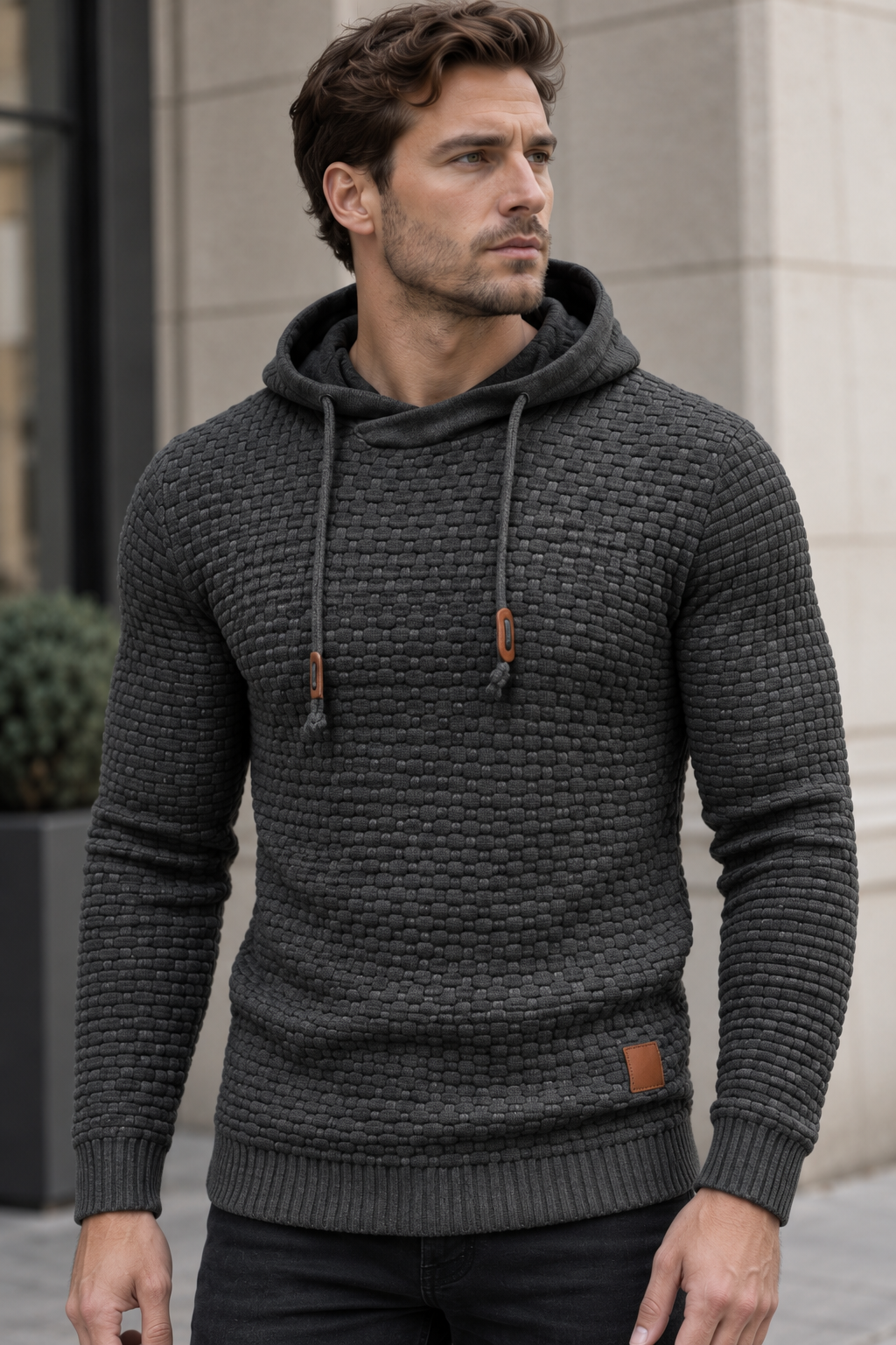 Pull capuche homme maille texturée cordons confortable - Ronan