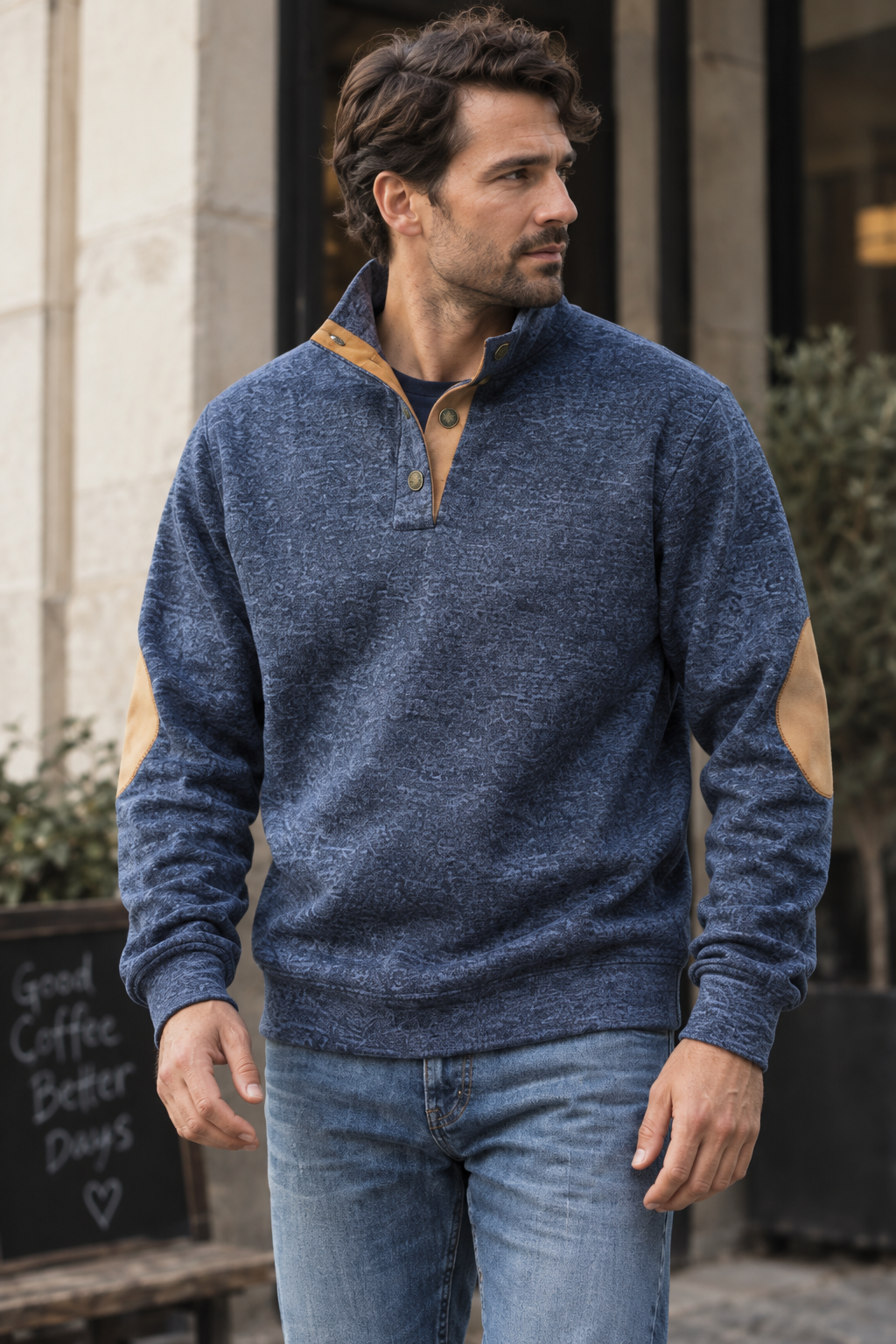 Pull homme col roulé boutons maille chaude hiver - James