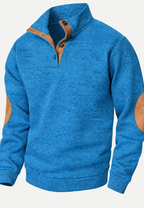 Pull homme col montant boutons coudières contrastées - Thorben