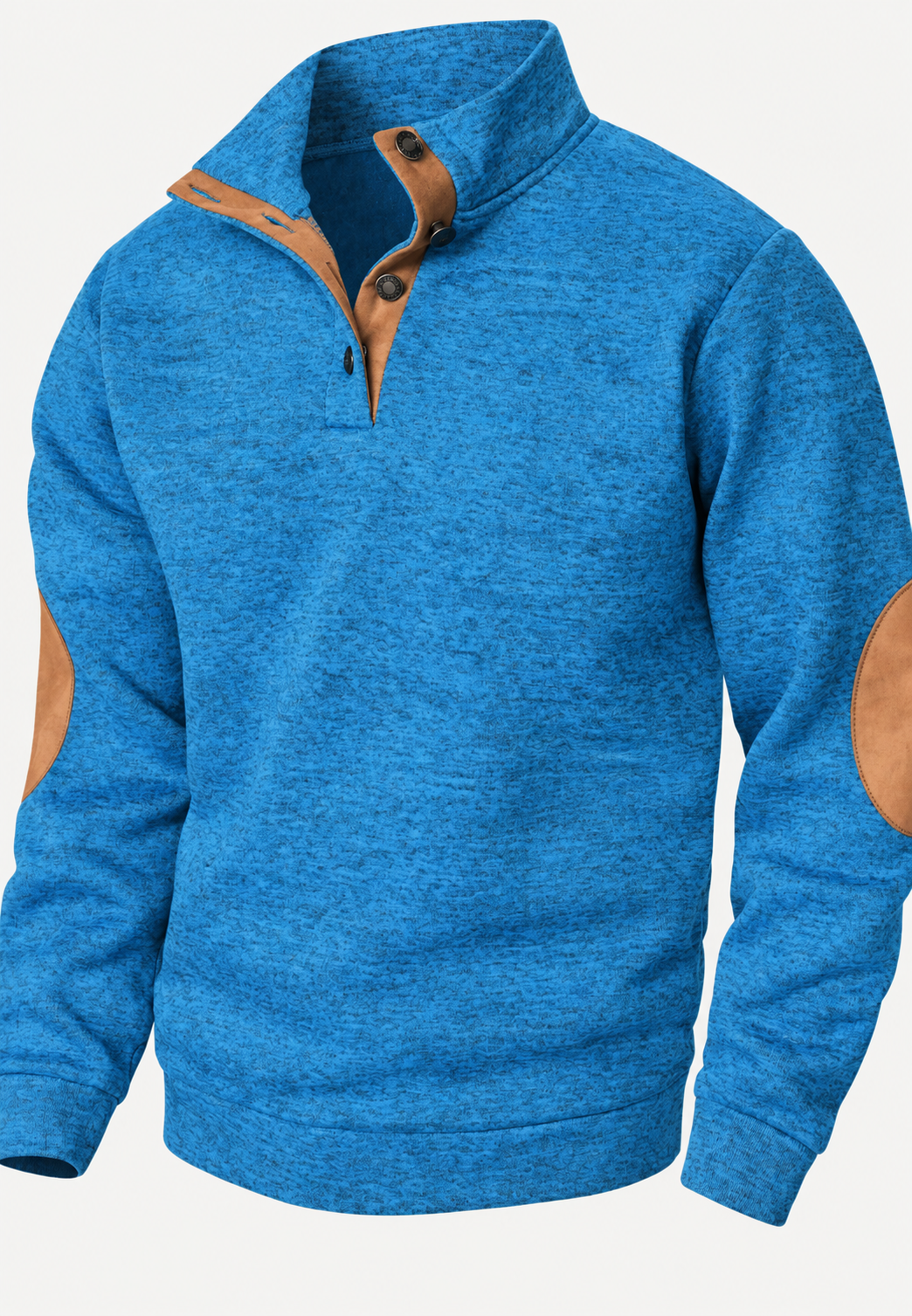 Pull homme col montant boutons coudières contrastées - Thorben