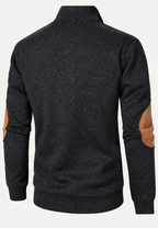 Pull homme col montant boutons coudières contrastées - Thorben