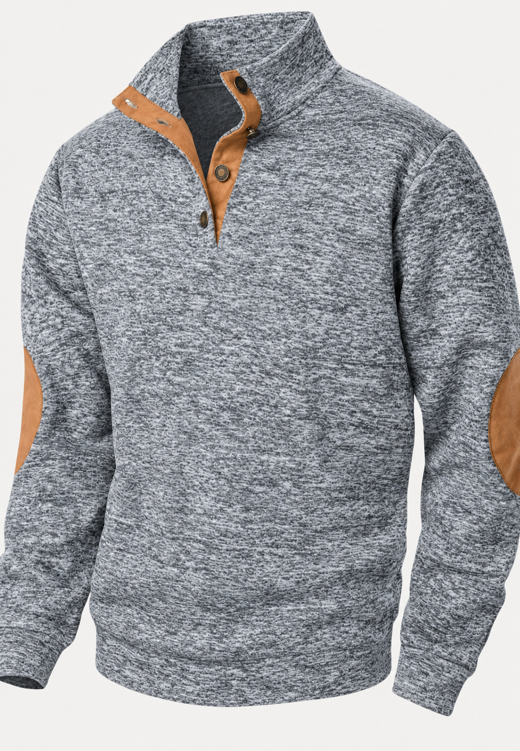 Pull homme col montant boutons coudières contrastées - Thorben