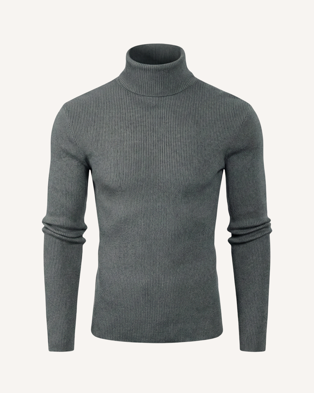 Pull homme col roulé maille côtelée manches longues relief - Tadeo