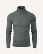 Pull homme col roulé maille côtelée manches longues relief - Tadeo
