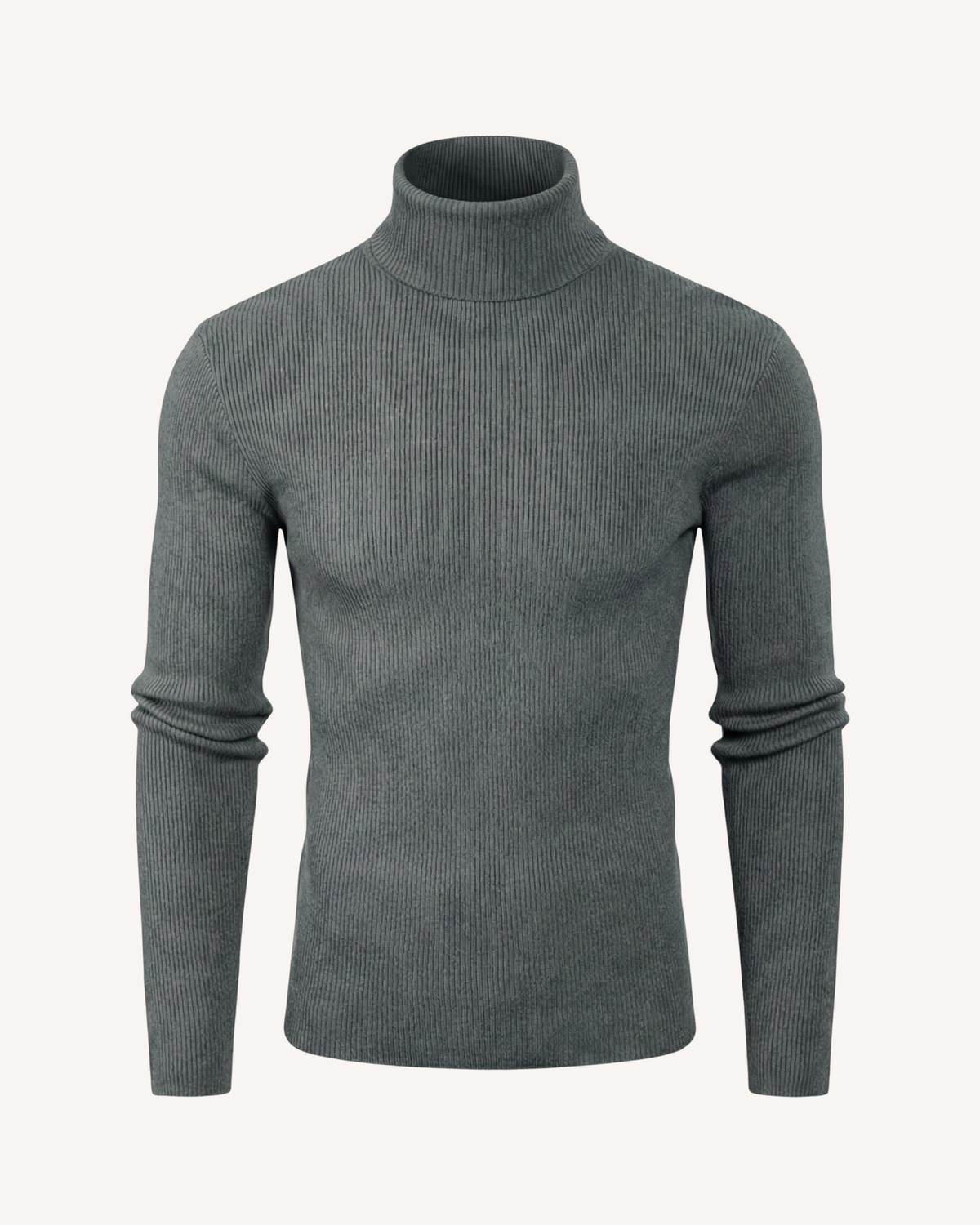 Pull homme col roulé maille côtelée manches longues relief - Tadeo