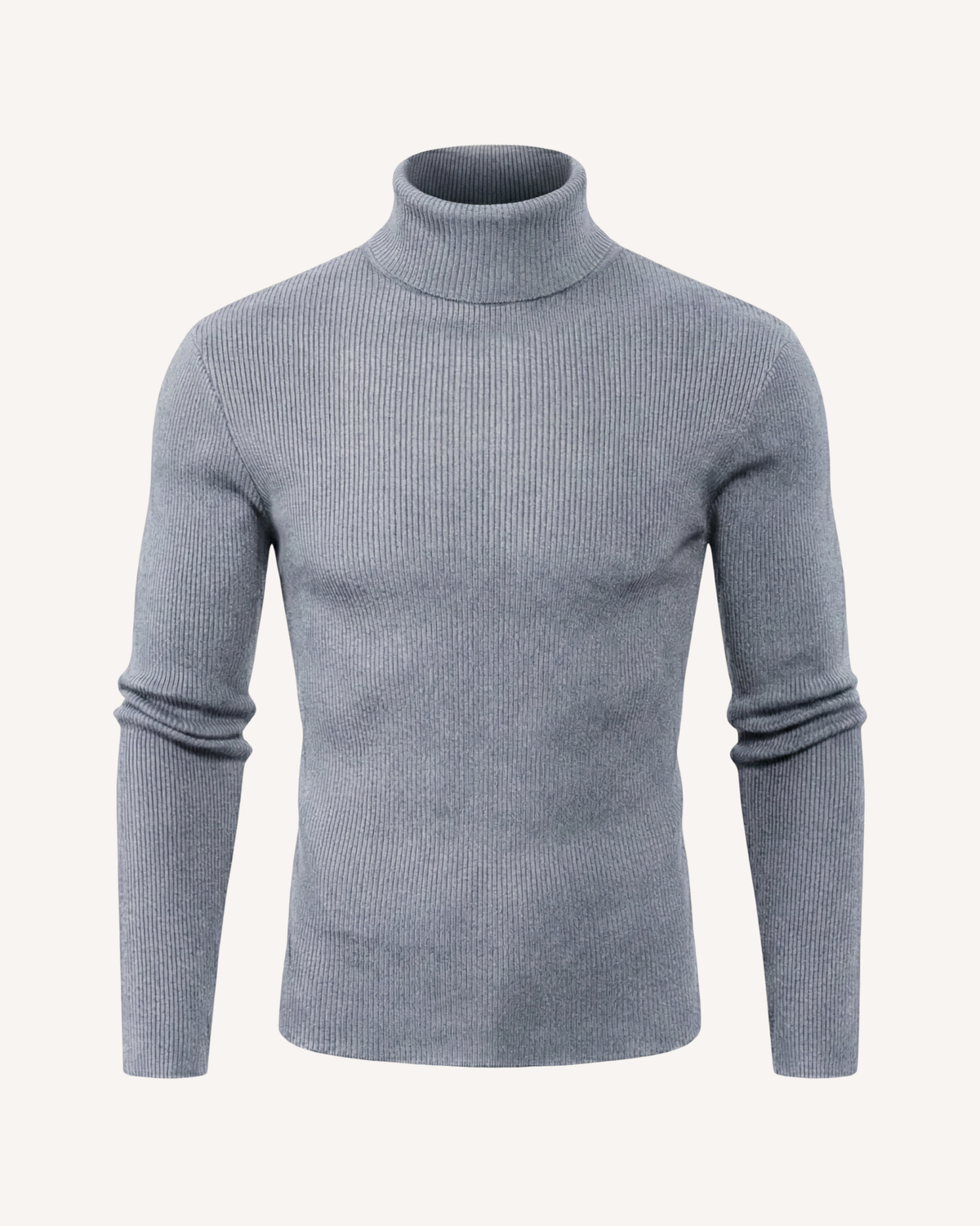 Pull homme col roulé maille côtelée manches longues relief - Tadeo